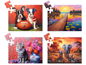 lot 2120 image: 4 Pack 24 Large Piece Jigsaw Puzzles Dementia Alzheimers Products and Activities for Elderly Seniors Puzzle Alzheimers Cognitive Game Easy Puzzle for Adults Gift for The Elderly with 4 Storage Bag