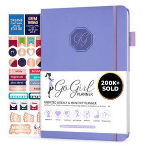 lot 2127 image: GoGirl Planner and Organizer for Women �� Compact Size Weekly Planner, Goals Journal & Agenda to Improve Time Management, Productivity & Live Happier. Undated �� Start Anytime, Lasts 1 Year �� Lavender