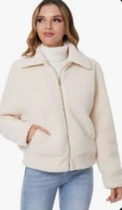 lot 2134 image: DIASHINY Faux Fur Zipper Coats Women Casual Lapel Fleece Warm Winter Oversized Outwear Jackets Medium