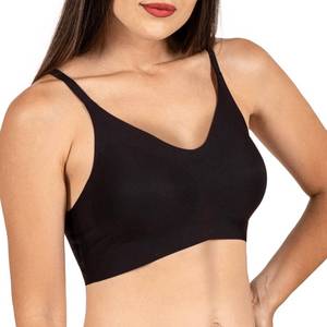 lot 2151 image: FITFUSN Seamless Padded Bralette - Wireless Full Coverage Bra, Adjustable Straps, V-Neck Comfort for Everyday Wear  Medium  Black