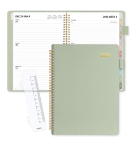 lot 2179 image: SUNEE 2026 Planner, Weekly and Monthly Calendar Planner 9x11.2- 12 Month (January 2026 - December 2026), Vegan Leather Cover, Pocket, Bookmark, Notes, Monthly Tab, Sage Green