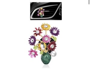 lot 2186 image: Flower Car Decor,Cute Dasiy Bird Vase Car Air Freshener Vent Clip,Bling Alloy Colorful DashBoard Vent Decorations Aesthetics for Women,Refillable Aroma Diffuser