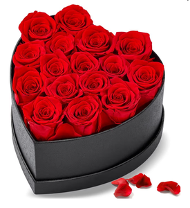 lot 2189 image: 16 Preserved Roses in Heart-Shaped Box - Eternal Love Gift, Long-Lasting Roses for Her - Forever Flowers - Ideal for Valentines Day, Anniversaries, Mothers Day - Elegant Display Box