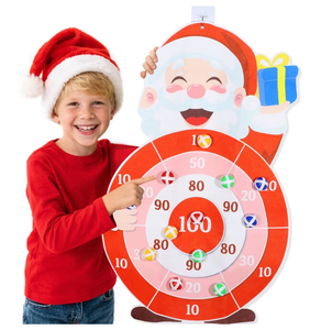 lot 2194 image: CCINEE Christmas Party Dart Board Game, 30In Santa Claus Dart Board Games Activities Set with 12pcs Sticky Balls for Christmas Indoor Outdoor Party Games Toys Party Favors Gifts