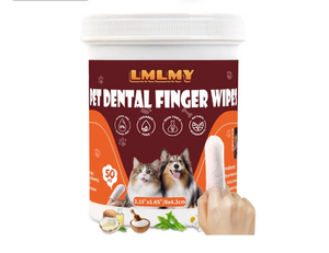lot 2201 image: Dog Dental Wipes - Tooth Brushing Kit for Cats & Dogs - Dog Toothbrush Finger Dental Wipes to Remove Plaque & Tartar,Effective Teeth Cleaner (50PCS)