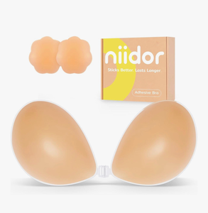 lot 2209 image: Niidor Adhesive Bra Strapless Ultra Sticky Invisible Push up Silicone Bra Multiple Colors Sizes Reusable for Backless Dress