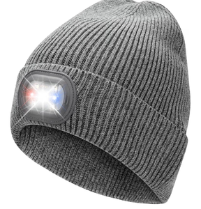 lot 2210 image: Unisex LED Beanie with Light, USB Rechargeable Headlamp Hat, Winter Gifts for Men Women Husband Him Grey