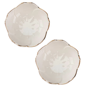lot 2229 image: Housoutil Ceramic Cherry Blossom Soy Sauce Dish, 2PCS Dipping Bowls, Soy Sauce Bowls with Gold Trim, 2.75 Inch Dipping Serving Dishes for Appetizer Bbq Dessert Snack Serving ��White��