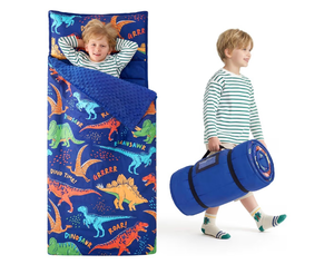 lot 2230 image: JOIEDOMI Toddler Sleeping Bag for Kids 55x30 Nap Mat with Removable Pillow and Minky Blanket for Toddler Ages 3-7 Roll Up Soft Kids Sleeping Bag for Boys Girls Kindergarten Daycare Sleepover