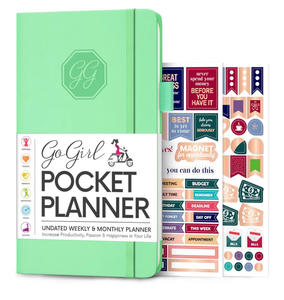 lot 2231 image: GoGirl Planner and Organizer for Women �� Pocket Weekly Planner, Goals Journal & Agenda for Time Management & Productivity. Undated (Mint Green)