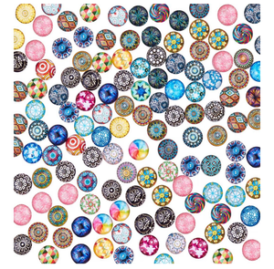 lot 2236 image: PH PandaHall 200pcs Glass Cabochons 12mm Flower Cabochons Mosaic Tiles Mosaic Printed Glass Dome Mixed Color Half Round Cabochons Flatback Glass Tiles Pebbles for Photo Pendant Jewelry Making