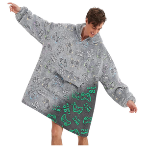 lot 2241 image: Glow in The Dark Game Controller Wearable Blanket Hoodie for Adult,Oversized Sherpa Fleece Blanket Hoodie for Women Men,Gamer