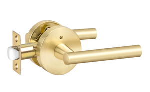lot 2249 image: Goldenwarm 1 Pack Gold Door Handles Interior, Brushed Gold Privacy Lever Door Handle, Heavy Duty Interior Bedroom Door Lever Pack, Door Handles for Bathroom