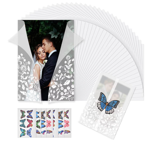 lot 2250 image: 48 Pack Vellum Jackets for 5x7 Invitations, Translucent White Flower Wedding Invitations Paper for Wedding, Baby Shower, Birthday (with 48pcs Butterfly Stickers)