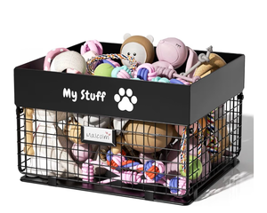 lot 2256 image: Dog Toy Basket - Metal Large Dog Toy Box for Small Dog - Dog Toy Storage Bin for Pet - Personalized Large Dog Toy Basket for Puppy and Pet- Dog Toy Organizer Holder Boxes for Living Room