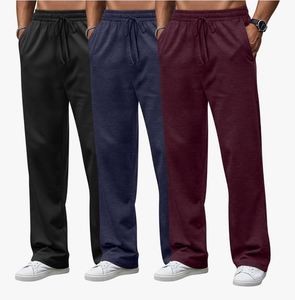 lot 2274 image: Neer 3 Pack Baggy Sweatpants for Men Knit Lightweight Lounge Pants Straight Leg Pajama Pant with Pocket