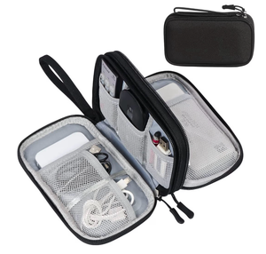 lot 2278 image: FYY Travel Cable Organizer Pouch Electronic Accessories Carry Case Portable Waterproof Double Layers All-in-One Storage Bag for Cord, Charger, Phone, Earphone Black