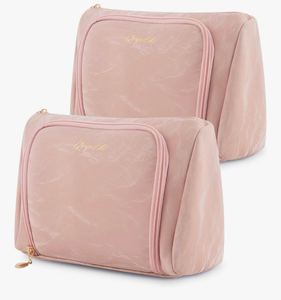 lot 2279 image: Cosmetic Bag Travel Makeup Bag Large Capacity Small Travel Zipper Pouch Makeup Organizer Bag for Women (Pink-2 Pack)