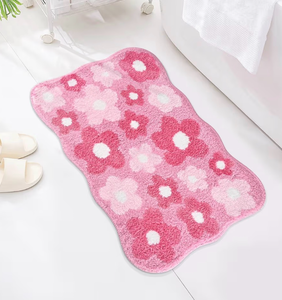 lot 2280 image: Floral Color Bathroom Rugs, 18x24 Cute Flower Shaped Bath Mat, Non-Slip Extra Soft and Absorbent Carpet Rug for Floor Tub Shower, Machine Washable, Thick Microfiber Plush Bathmat (Pink)