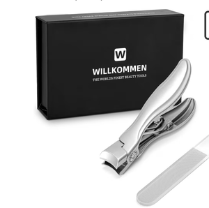 lot 2307 image: WILLKOMMEN - Nail Clipper Nail Cutter for Thick Toenails - Extra Wide Jaw Opening Nail Clippers Large Toenail Fingernail Nail Clippers with File and Gift Box for Men Women Seniors(Silver)