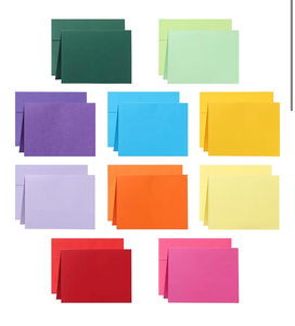 lot 2309 image: 10 Assorted Colors Blank Greeting Cards and Envelopes 4.25 x 5.5 Heavyweight Folded Cardstock and A2 Envelopes Self Seal 20 Packs for Christmas, Wedding Invitations, Birthday