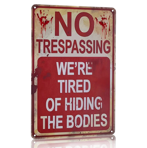 lot 2311 image: Vintage Halloween Horror Decoration Funny No Trespassing Tin Sign for House Porch Garden Yard Indoor Outdoor Decor 8x12 Inch (3151)
