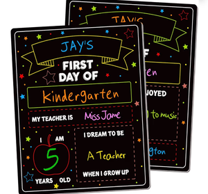 lot 2323 image: First and Last Day of School Sign, 10 X 12 in Paper Back to School Board, Reversable and Erasable First Day of Class Board, Double Sided Chalkboard for Kindergarten Pre-K Memories and Milestones