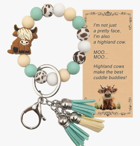 lot 2325 image: Silicone Beaded Keychain Wristlet Bracelet,Key Wrist Jesus Cross Keychains for Women Girls