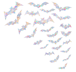lot 2329 image: AREAWA Rainbow Bat Stickers, 24 PCS - Non-Adhesive Vinyl Window Clings, Bird Strike Deterrent, Decorative Decals for Glass Doors, Reusable, Indoor Use