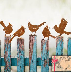 lot 2331 image: 5PCS Rusty Birds Decoration, Garden Decor Spring Decorations Outdoor, Metal Birds Yard Decor Perfect Yard Art and Large Outdoor Ornaments, Cardinal Gifts��Metal Bird Silhouette Statues