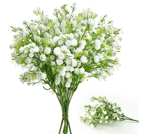 lot 2332 image: 6pcs Babys Breath Artificial Flowers, White Real Touch Faux Baby Breath Flowers Artificial Bulk, Fake Gypsophila for Wedding Bouquet Home Arrangements Garden Party Decor ( Each Stem has 5 Branches)