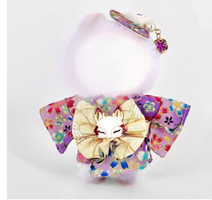 lot 2338 image: Kimono Costume Clothes (Purple) for 6.7 inch (17cm) Doll �� 3-Pcs Set Kimono Dress & Headgear & Belt with Bow - Japanese Style LABUBU Outfit Dress-Up (NO Doll) Accessories