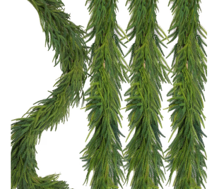lot 2342 image: 1 Pcs Artificial Norfolk Pine Garlands Christmas, 6 FT Dense Real Touch Winter Pine Garland Ornament, Green Artificial Greenery Garland for Table, Mantle, Wall, Indoor, Outdoor Christmas Decorations