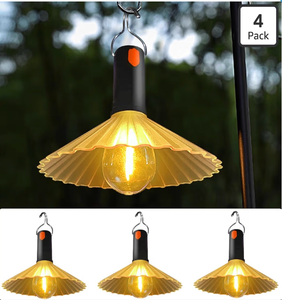 lot 2351 image: Rechargeable Camping Light, IP65 Outdoor Waterproof Tent Light, Hook Bulb LED, Suitable for Camping, Decoration, Christmas, Emergency, Including USB Charging Cable, Warm Light (4-Piece Set)