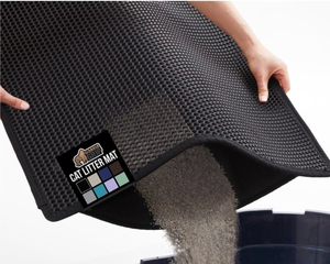 lot 2370 image: GORILLA GRIP Honeycomb Cat Litter Box Mat, Two Layer Trapping Waste Mats, Soft On Paws, Litter Box Supplies and Essentials for Indoor Cats, Traps Excess, Water Resistant for Floors, 30x24 Black