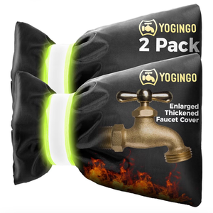 lot 2378 image: Outdoor Faucet Covers for Winter Freeze Protection, Hose Bib Covers for Winter, Water Spigot Cover Winter Insulated, 2 Pack 6.7 x 9.5 Pipe Wrap Insulation Cover Socks Outside Faucet Freeze Protector
