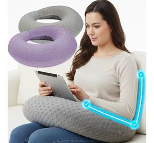 lot 2380 image: Gaming Pillow for Lap and Arm Rest Support �� Crochet Reading Cushion with Arms, Bed Rest & Couch Back Support for Adults (2 Covers, PurpleGrey)