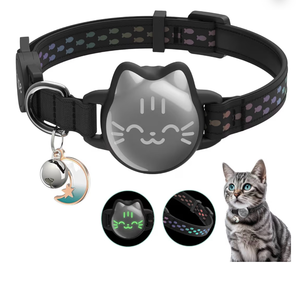 lot 2388 image: Waterproof Airtag Cat Collar, Breakaway Cat Airtag Collar with Luminous & Reflective Fish Pattern, Lightweight Kitten Collars for Apple Air tag, Hidden GPS Tracker Holder for Cats, Kittens(9-13)