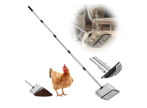 lot 2396 image: 10 Inch Chicken Poop Scooper, Large Metal Chicken Coop Scoop, Chicken Litter Sifting Shovel, Chicken Coop Rake with Retractable Stainless Steel Handle, Chicken Coop Cleaning Tools Accessories