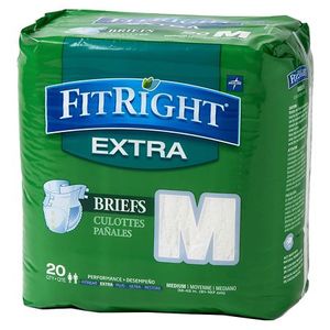 lot 9990 image: FitRight OptiFit Extra Briefs with Tabs  Adult Incontinence Brief  Moderate Absorbency  Medium  32 -42   20 Per Bag