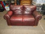 Leather Loveseat - Burgundy Color