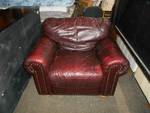 Burgundy Leather OS Chair
