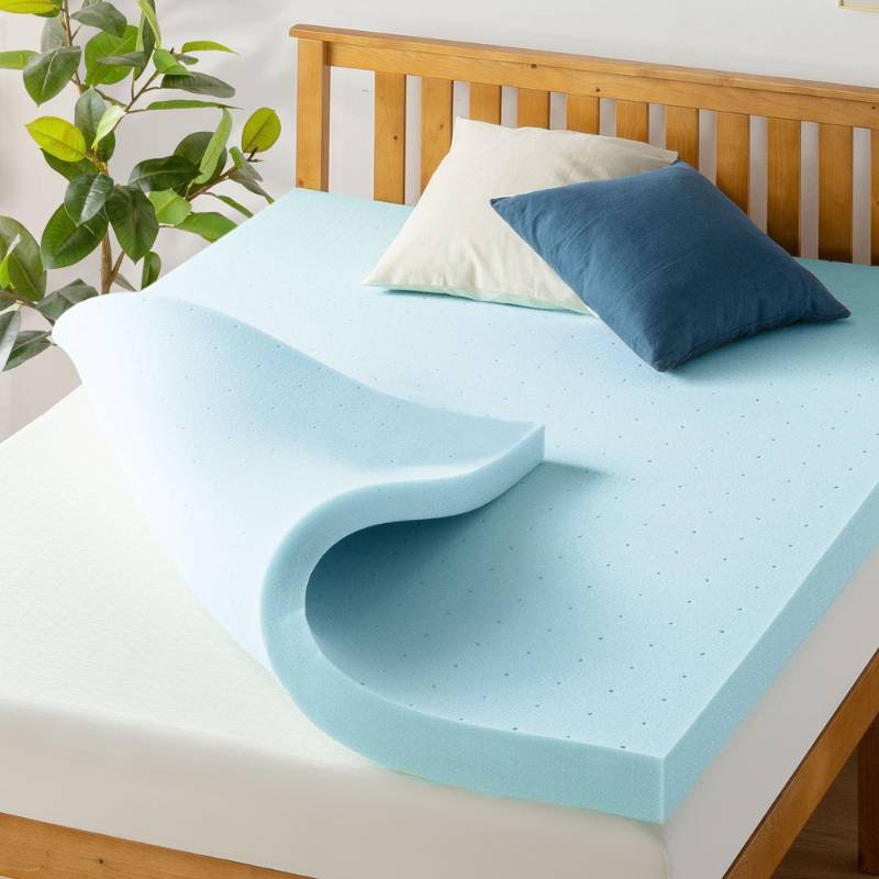 lot 61918 image: Best Price Mattress 4 Inch Ventilated Memory Foam Mattress Topper, Cooling Gel Infusion, CertiPUR-US Certified, Dorm Essentials, Twin XL