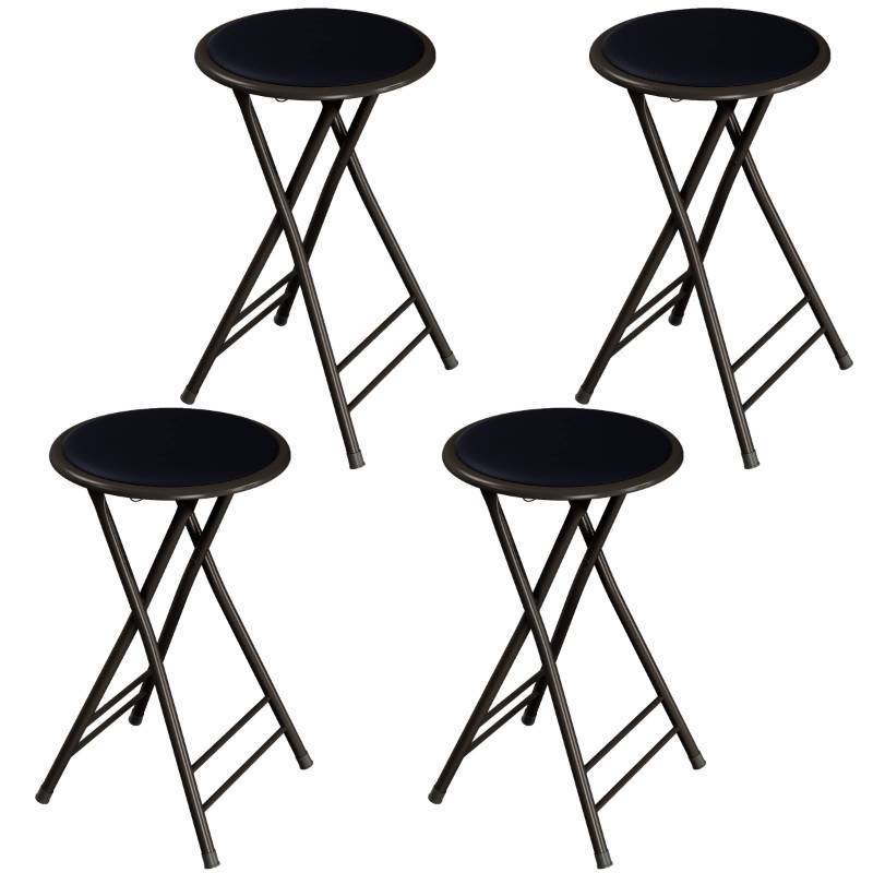 lot 63117 image: Lavish Home Set of 2 Counter Height Bar Stools 24-Inch Backless Folding Chairs with 225lb Capacity for Kitchen, Rec Room, or Game Room (Black)