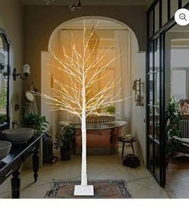 lot 60007 image: Led White Birch Tree  Lighted Christmas Easter Tree with LED Lights  Modes for Indoor Yard Porch Holiday Decorations Warm White LightHome Decor, Kitchen, & Other