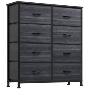 lot 60024 image: DWVO Dresser with 8 Drawers - Fabric Storage Tower, Organizer Unit for Bedroom, Hallway, Closets - Sturdy Steel Frame, Wooden Top & Easy Pull Fabric Bins
