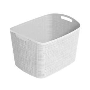 lot 63160 image: Curver Set of 2 XL 30.5L Jute Decorative Plastic Organization and Storage Baskets - Perfect Bins for Home Office, Closet Shelves, Kitchen Pantry and All Bedroom Essentials, White