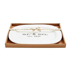 lot 61008 image: Mud Pie Mr. & Mrs. 2023 Platter, 12 x 17, White