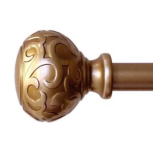 lot 61011 image: Sorrento 48-86 Inch Adjustable Curtain Rod Set, 58 Inch Diameter in Vintage Brass