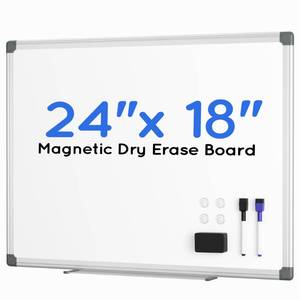 lot 61012 image: VUSIGN Magnetic Whiteboard, 24 x 18 White Board for Wall, Hanging Dry Erase Board, Horizontal or Vertical, Silver Aluminium Frame for Home, School, Office, Kitchen